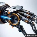 Home 22 로봇기술사와 로봇 기구학 설계 - A close-up, high-detail render of a sophisticated robotic arm, showcasing its intricate internal mec...