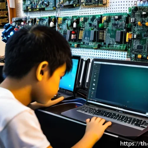 Home 17 로봇기술사와 효율적인 학습 전략 - A detailed scene of a young Thai robotics enthusiast sitting at a modern workspace filled with elect...